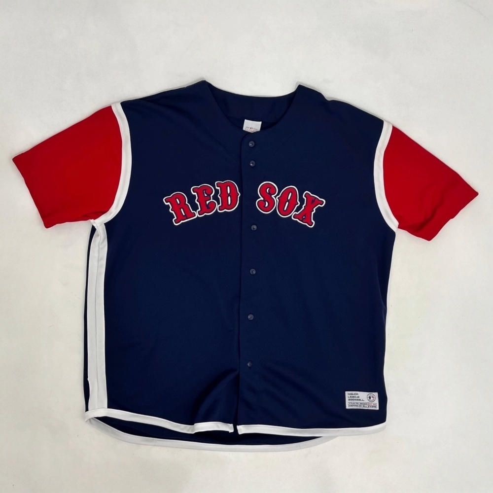 MLB Genuine Merchandise By True Fan Mens XXL Boston Red Sox Jersey Blue‎ Red